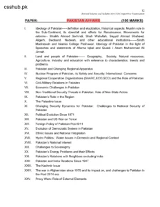 pakistan affairs css syllabus 2026